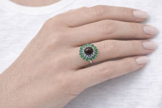 Anillo Plata Ópalo, Esmeraldas y Tanzanitas