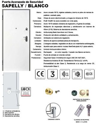 PUERTA ACORAZADA SAPELLY - BLANCA