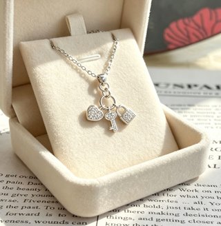 Collar de plata con dijes de amor
