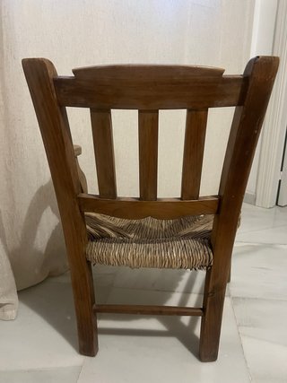 Silla antigua madera maciza y enea