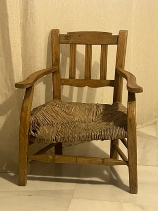 Silla antigua madera maciza y enea