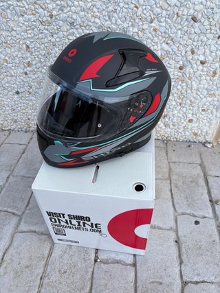 Casco Moto Shiro Negro Rojo Gris