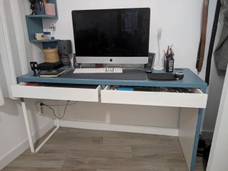 Mesa Escritorio Azul y Blanca