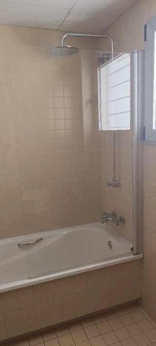 Mampara Profiltek d bañera 1 hoja 90 cm plata mate