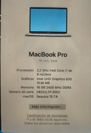 MacBook Pro 2018 Plata/Gris Espacial