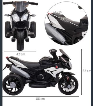 Moto Eléctrica Infantil Trike Negra y Blanca