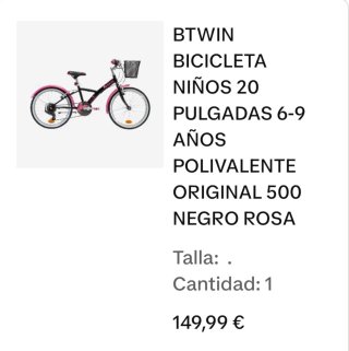 Bicicleta Infantil Rosa y Negra