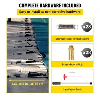 Cubierta de Seguridad para Piscina que se Ajusta a Piscinas Rectangulares Inground de 16x32 pies, Cubierta de Seguridad para Piscina con Escalón Central de 4x10 pies, Cubierta de Piscina de Malla ...