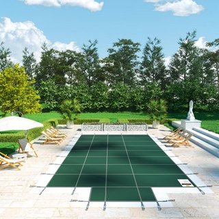 Cubierta de Seguridad para Piscina que se Ajusta a Piscinas Rectangulares Inground de 16x32 pies, Cubierta de Seguridad para Piscina con Escalón Central de 4x10 pies, Cubierta de Piscina de Malla ...