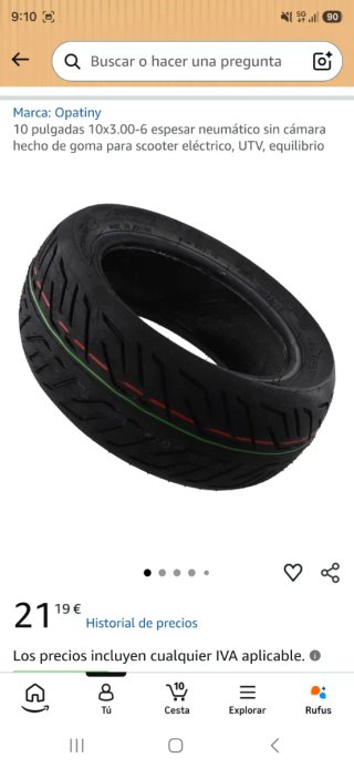 Neumático 10x3.00-6 para patinete eléctrico