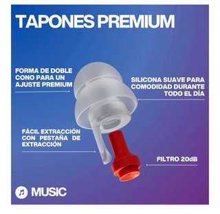 Tapones Oídos EarPeace Music Hi-Fi Protección