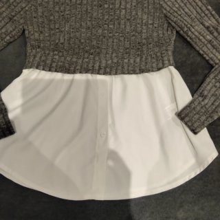 Jersey gris Shein con blusa blanca Talla L