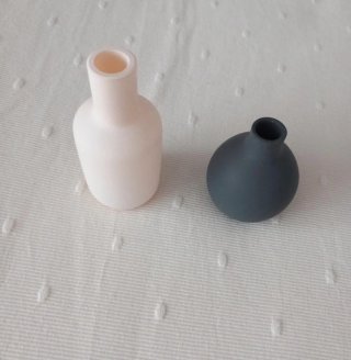 Jarrón Cerámica Mini, gris antracita y blanco