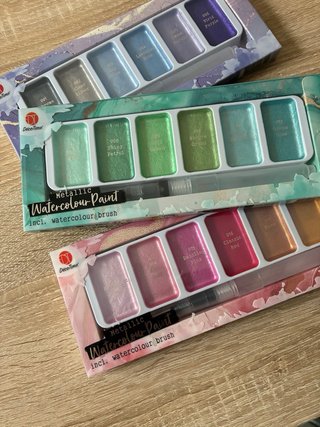 Set 3 Acuarelas Metálicas Watercolour Paint