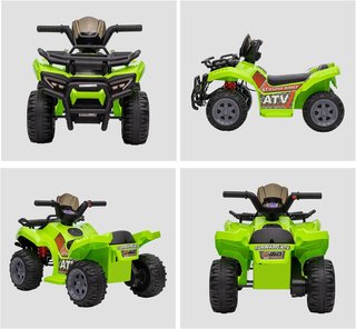 Quad Eléctrico para Niños 6V, Con Música, Botón Acelerador, Velocidad 2Km/H, Edad 18-36 Meses, 70X42X45Cm, Verde
