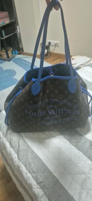 Bolso Tote Louis Vuitton Neverfull Azul/Marrón