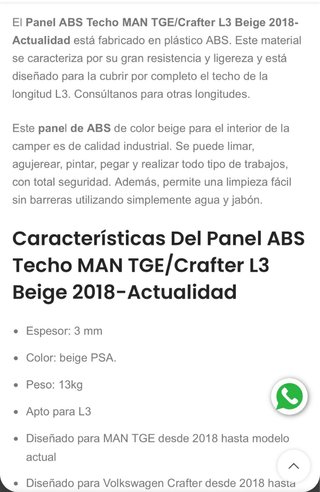 Panel ABS Techo VW Crafter / MAN TGE Camper