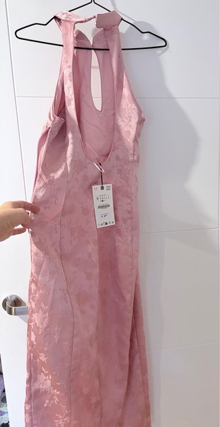 Vestido largo rosa Zara