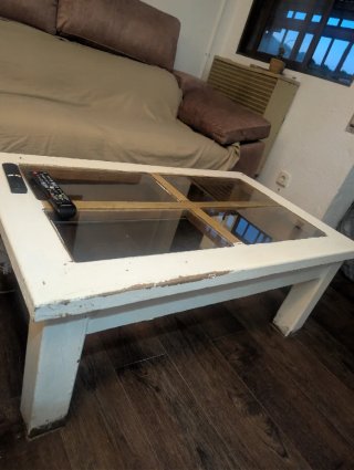 Mesa centro madera maciza y cristal