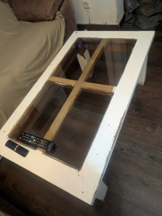 Mesa centro madera maciza y cristal