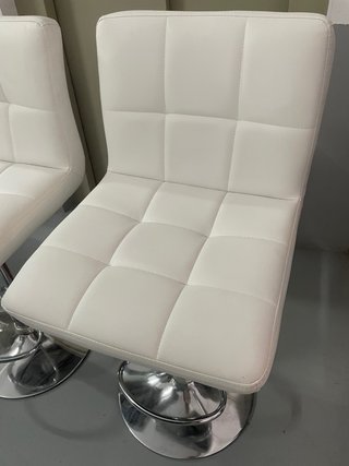 2 Taburetes Altos Blancos Regulables y Giratorios