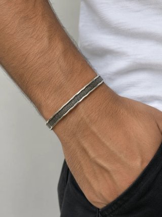 Pulsera Brazalete Plata 925 Diseño Texturizado