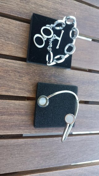 Lote 2 pulseras plata y nacar
