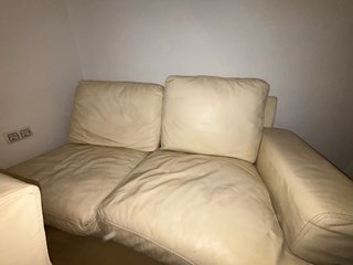 Sofá Chaise Longue de Cuero Beige