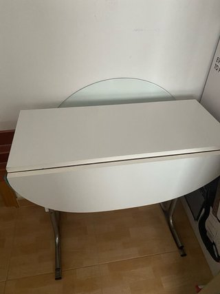 Mesa de cocina extensible blanca