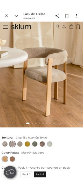 Sillas comedor Sklum tela y madera