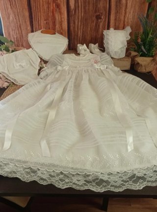 Conjunto Bautizo Organza 6/9 Meses.mas en mi perfi