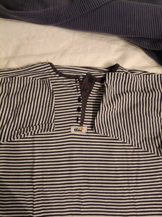 Pijama rayas manga larga azul y blanco