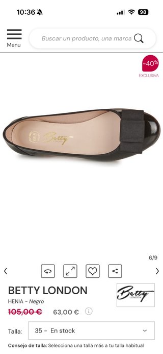 Bailarinas Betty London T.35 Negras