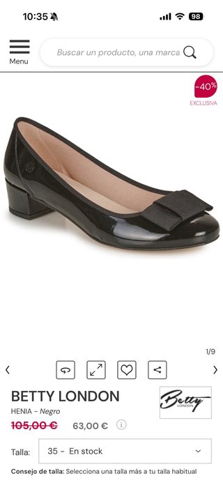 Bailarinas Betty London T.35 Negras