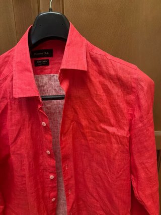Camisa Lino Roja Massimo Dutti Talla M