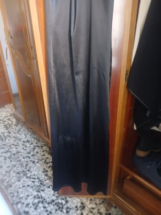 Vestido Satén Negro Tirantes Finos Talla S