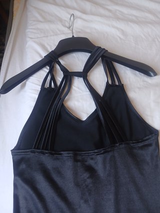 Vestido Satén Negro Tirantes Finos Talla S