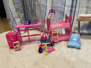 Lote Juguetes Barbie Cocina Baño Cama