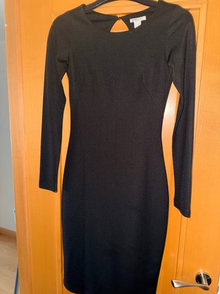 Vestido negro de noche  midi talla XS Blanco