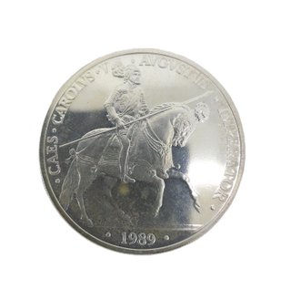 Moneda Plata 925 España 1989 Carlos V 5 ECU 33.6 g