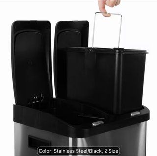 Cubo de basura doble metal y plástico