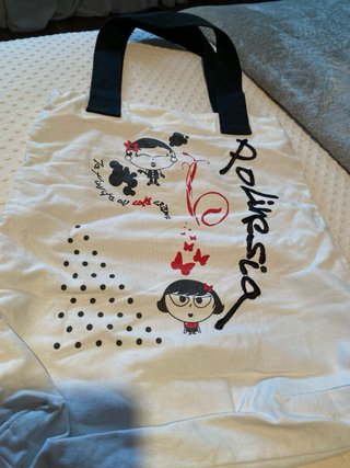 Bolsa de Hombro Grande Blanca y Negra