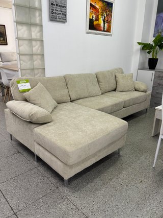 Sofa chaiselongue beige en oferta
