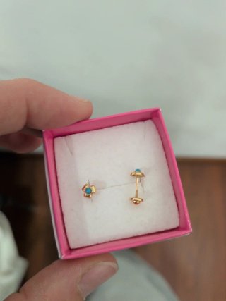 Pendientes flor oro 18k turquesa rosca