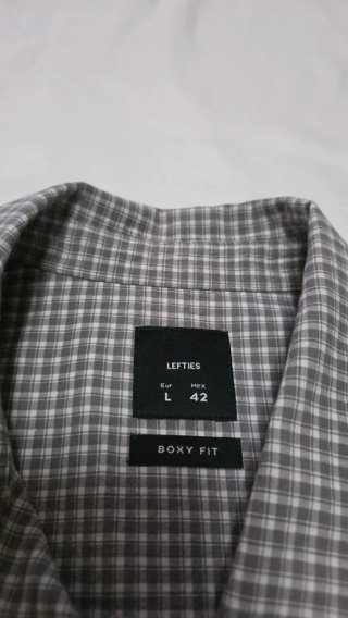 Camisa Lefties Cuadros Blanca y Negra Talla L