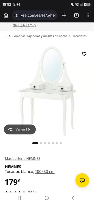 Tocador HEMNES blanco 100x50 cm