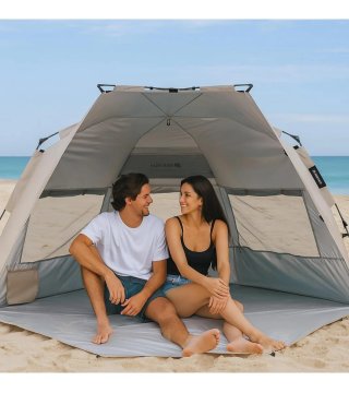 Carpa de playa desmontable beige/gris