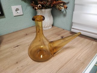 Porrón de cristal ámbar años 70