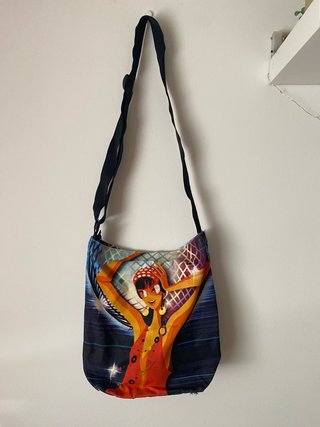 Bolso bandolera tela estampado figura