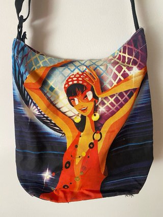 Bolso bandolera tela estampado figura